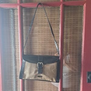 Longaberger Black and Tan Checkered Bag